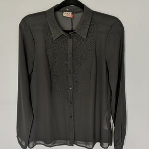 ONLY Carrie Long Sleeve Grey Animal Print Blouse Size 6